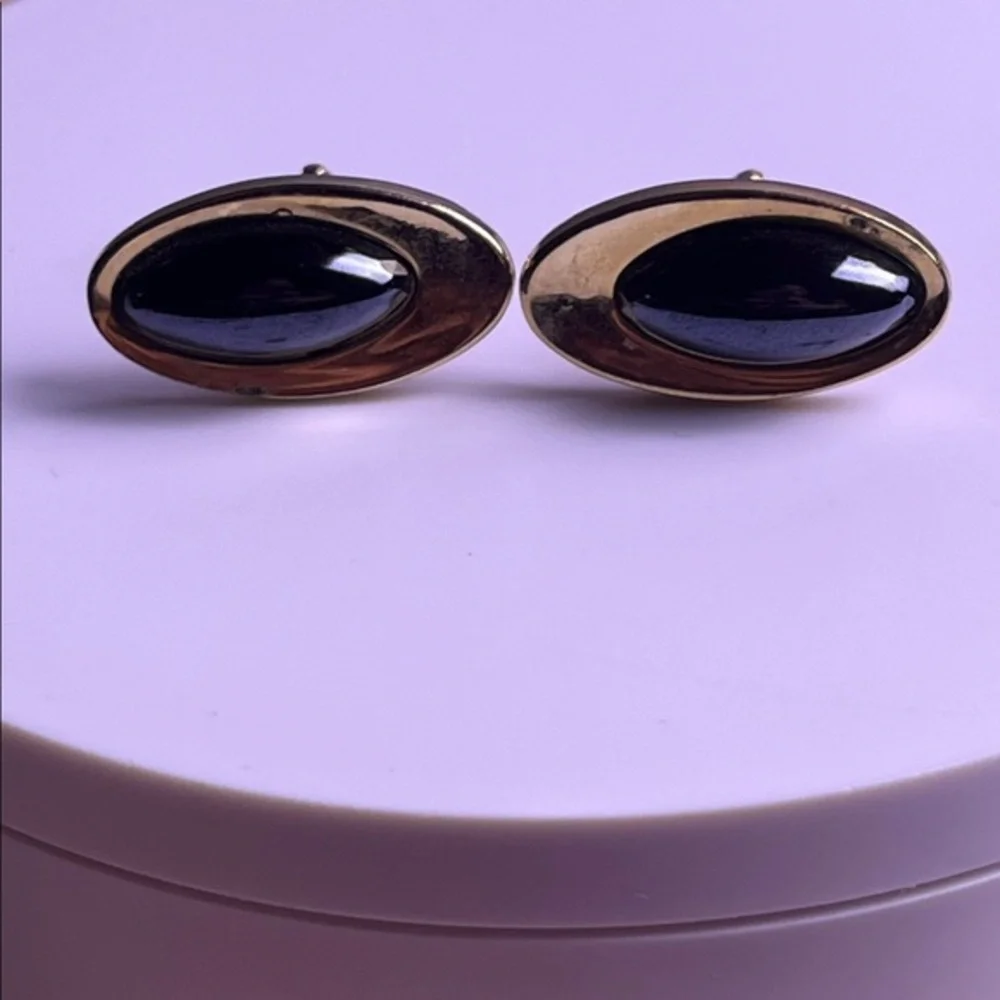 Anson vintage Gold and Black Oval Cufflinks